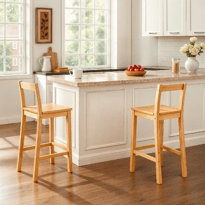 Juego de 2 taburetes de bar de madera para interiores asientos de altura cocina comedor nuevo Foto 1 de 4