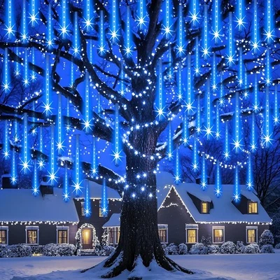 Outdoor Christmas Lights Meteor Shower Light UL Certified 8 Tubes 192 LED Snow F - Image 1 of 4