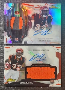A 2 LOT OF 2014 TOPPS FINEST JEREMY HILL PATCH AUTO CARDS CINCINNATI BENGALS - Picture 1 of 2