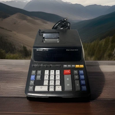 Calculadora de escritorio oficina Sharp EL-2196BL impresión en dos colores pantalla grande - funciona Foto 1 de 3