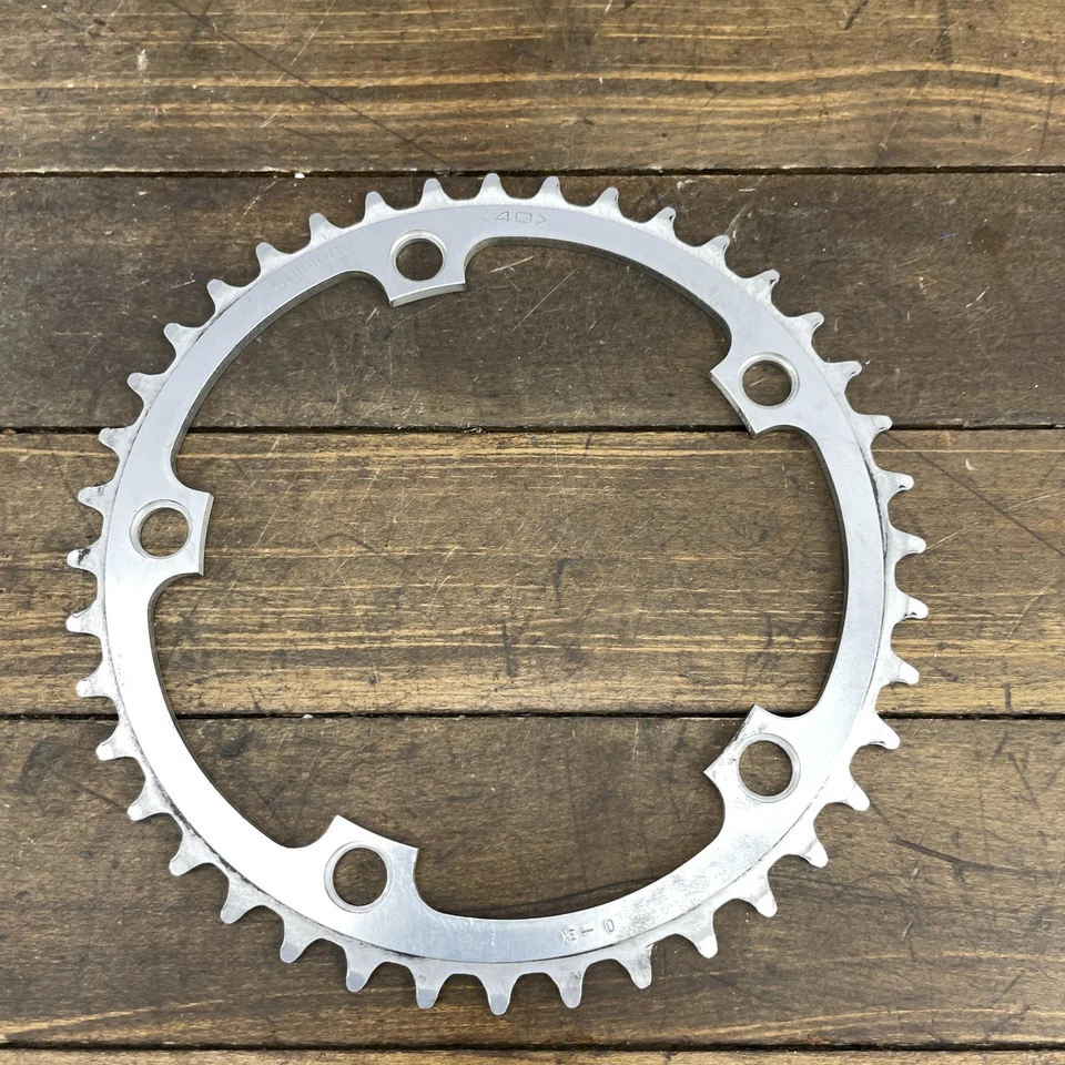 Vintage Shimano 40T Chainring 130 BCD 5-Bolt Silver Road Bike Japan Alloy - Image 1 of 4