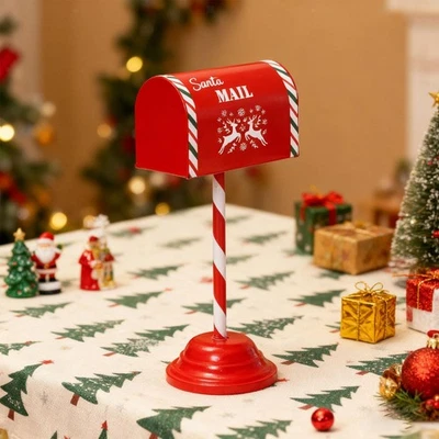Christmas Mailbox Christmas Letter Box Post Box Metal Ornament Mini Mailbox for - Image 1 of 4
