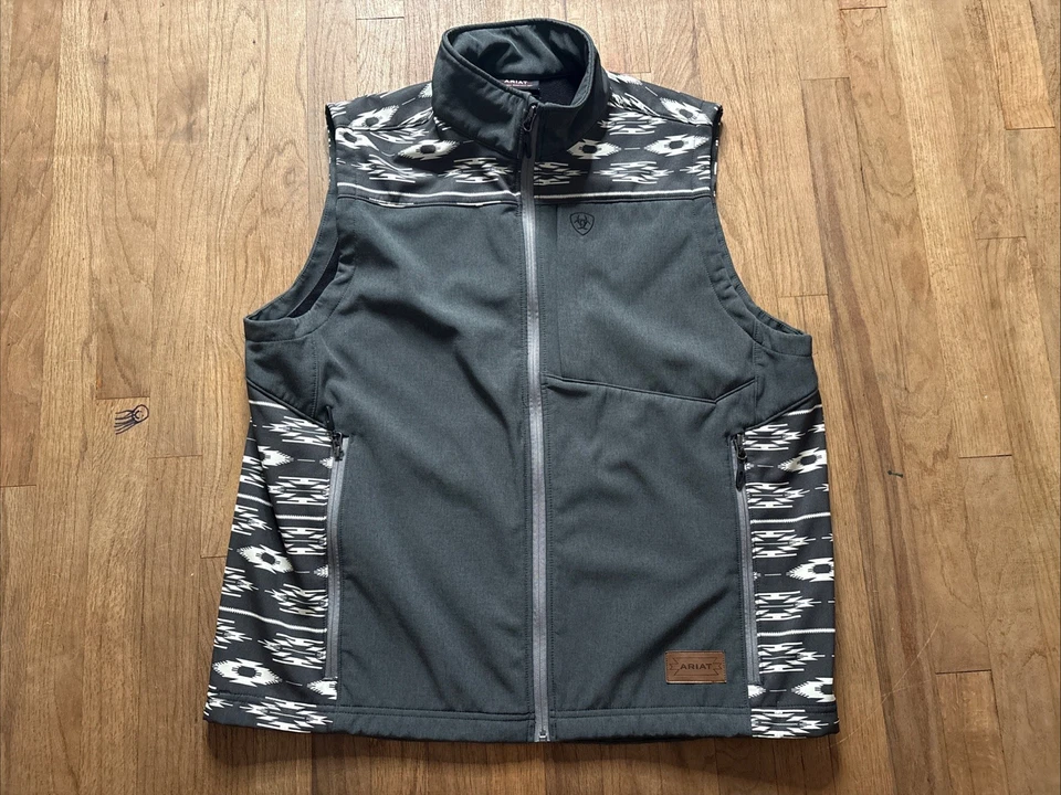 Ariat® Men's Vernon 2.0 Chimayo Charcoal Softshell  Southwest Style Vest Size XL - Image 1 of 4