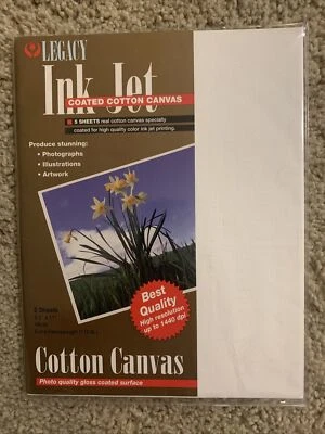 Ink Jet Coated Cotton Canvas 8.5”x 11” 5 sheets by Legacy - Image 1 of 2