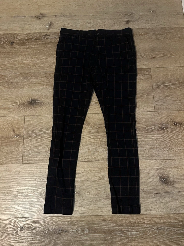 Pantalones de pierna recta de lana a cuadros multicolor Journal Standard para mujer talla 38 Foto 1 de 3