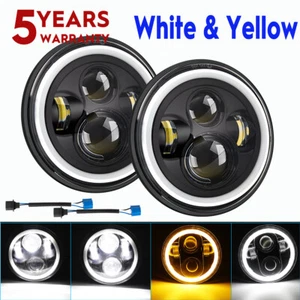 Pair 7" Inch Round LED Headlights Halo Angel Eyes Hi/Lo For 1963-1978 Chevy Nova - Picture 1 of 16