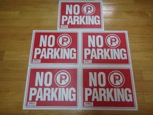 5X- Red & White Flexible Plastic "NO PARKING" Sign 9 x 12 Inch US Seller - Picture 1 of 2