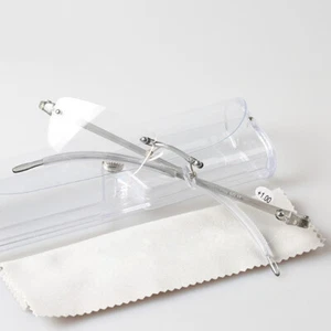 Unisex Rimless Reading Glasses Resin Transparent Frameless Integrated Glasses - Picture 1 of 8