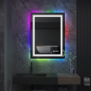 AU Premium Led Lighted Bathroom Mirror RGB Backlit HD Vanity Mirror Smart Touch - Picture 1 of 12
