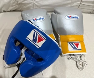 New Winning Raplica Sparring Boxing Set Gloves/Headgear Made of Cowhide Leather - Picture 1 of 8