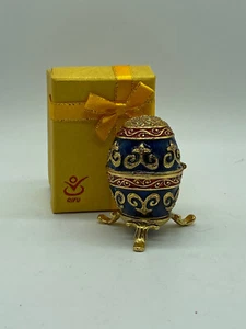 QIFU Faberge Egg Style emaillierte Sammelfigur blau rot wunderschön Neu in OVP - Bild 1 von 11
