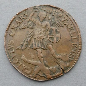 Antike (1678) religiöse Medaille. Heiliger Michael, Michael tötet den Drachen. Token. - Bild 1 von 4