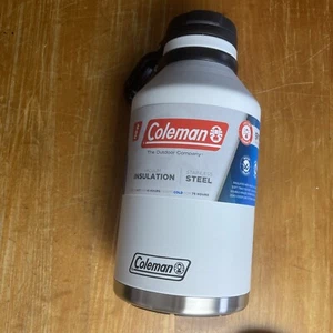 Coleman Growler Stainless Steel Vacuum Insulated Wide Mouth White Hot Cold 64oz - Picture 1 of 9
