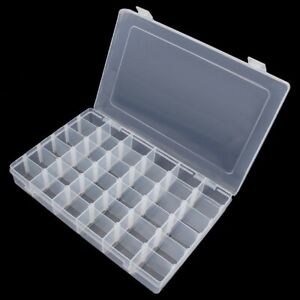 Plastic 36 Slots Grids Adjustable Jewelry Storage Box Pill Beads Case Organizer