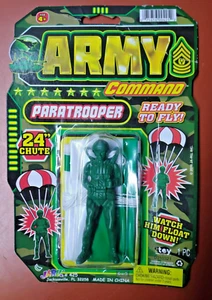 Paratrooper Ready To Fly Figure With Parachute Green Army Command Ja-Ru Toys NEW - Picture 1 of 6