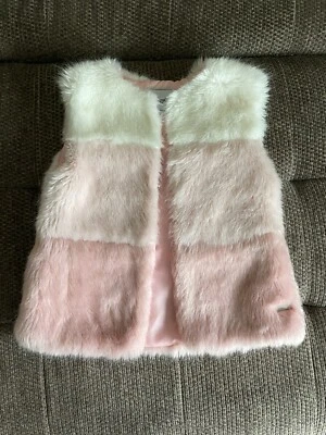 Mayoral Girls Pink And White faux fur vest T/8 128cm - Image 1 of 3