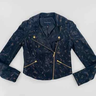 Rock & Republic Snake Print Faux Leather Metallic Black/Gold Jacket Size XS     - Image 1 of 4