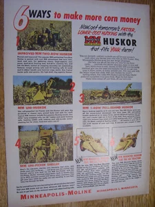 PÁGINA DE PUBLICIDAD DE COLECCIÓN MINNEAPOLIS MOLINE -6 MODELOS - RECOLECTORES Y DESCASCARILLADORES DE MAÍZ - Imagen 1 de 1