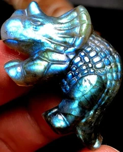 12g rhinoceros carving Labradorite natural crystal Hand Carved Healing q971 - Picture 1 of 7