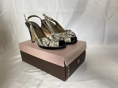 Bandolino Women's Heels 8.5M Slingback Snake Print Flower Textile Peep Toe Shoes - Image 1 of 4