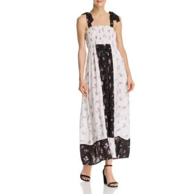 Aqua 147198 Women's Color-Block Floral Print Maxi Dress Color Black/White Sz M - Image 1 of 2