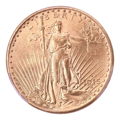1915-S $20 Gold Saint Gaudens Double Eagle PCGS MS64 Cover