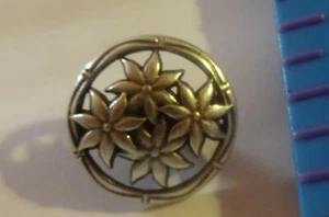 Trachtenknopf rund altsilber mit Blumen 20 mm Seco Knopf 18030 1Stück - Bild 1 von 1