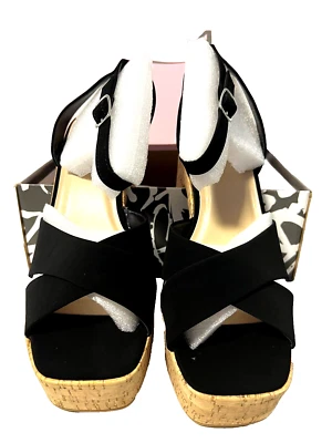 NWT. Soda Women’s Funky Heel Black Platform Sandals Sz.10 - Image 1 of 4