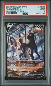 2022 Pokemon Brilliant Stars Umbreon V Full Art #TG22/TG30 PSA 9 - Picture 1 of 2