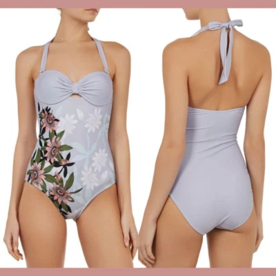 NUEVO Traje de baño floral Ted Baker Belella Illusion en azul claro [Talla 1] #P29 Foto 1 de 4