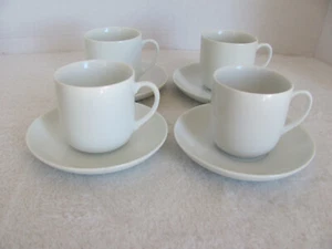 All WHITE DEMITASSE-ESPRESSO- 3 oz Cups & Saucers-Set of 4 - Picture 1 of 9