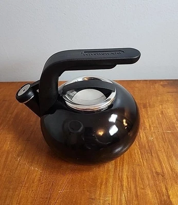 KitchenAid Whistling Teapot Kettle Stainless Steel Enamel 1.5 Qt Black - image 1 of 4