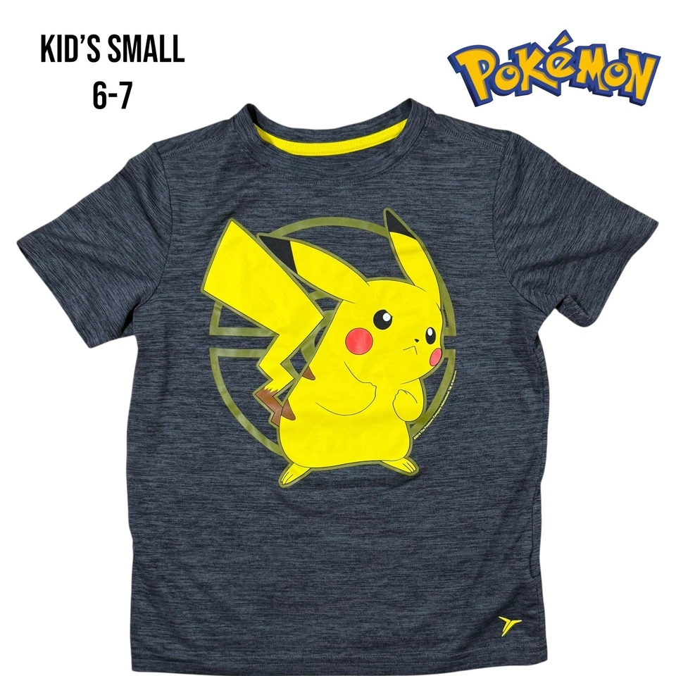 Camiseta Pokémon Pikachu Old Navy Niños Talla Pequeña 6-7 Gris Amarillo Ropa Activa Camiseta Foto 1 de 4