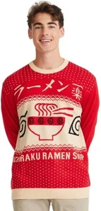 Ripple Junction Naruto Men's Pullover Ugly Sweater Ichiraku Ramen Shop Bowl - Picture 1 of 6