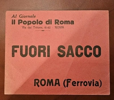 Busta Rossa Fuori Sacco Al Giornale Al Popolo Di Roma 1940 - Immagine 1 di 2
