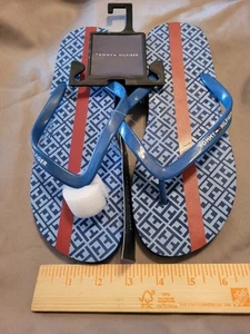 NWT TOMMY HILFIGER AUTHENTIC WOMEN'S BLUE THONG ANGELA FLIP FLOPS SANDALS SZ 8 - Picture 1 of 4