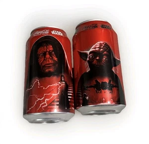 *EMPTY OR FULL* Palpatine Darth Sidious & Yoda LE Star Wars Coca Cola Coke Cans - Picture 1 of 3