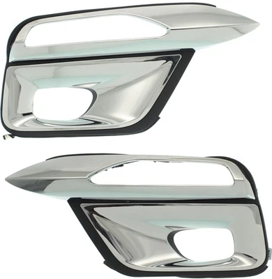 For 2015-2017 QX80 Fog Light Trim Front Black & Chrome SET PAIR Foto 1 de 4