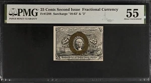 💫💥RARE 25 CENTS SECOND ISSUE FRACTIONAL CURRENCY PMG 55💫💥 - Picture 1 of 4