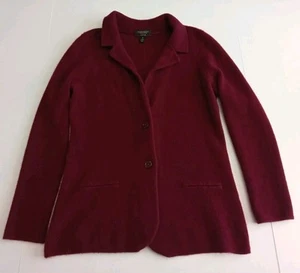 Women's Charter Club 100% Cashmere 2 Button Cardigan Sweater Sz Medium Maroon - Picture 1 of 8