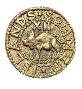 "Latón 3,75"" 8,5 oz - Réplica Sommer Islands Hogge, pantalla de peso de papel" - Imagen 1 de 7