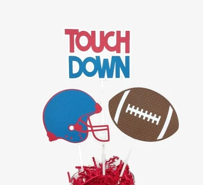 Football Party Centerpiece Sticks, Boy Birthday Party Decorations Choose Colors - Image 1 of 2