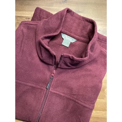 Natural Reflections Womens 1X Burgundy Fleece Vest Zip Front Pockets - Image 1 of 4