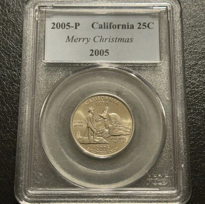 PCGS Sample Slab 2005-P CA 25c Merry Christmas Rare Private Sample By PCGS - Image 1 of 2