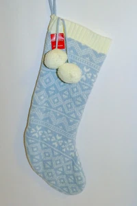 *NUOVE* CALZE NATALIZIE Wondershop FAIR ISLE LAVORATE A MAGLIA con pompom... Blu bambino... NUOVE - Foto 1 di 2