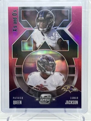 2020 Contenders Optic Xs and Os Pink /75 Lamar Jackson Patrick Queen Rookie RC - Image 1 of 2