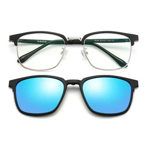 New Men Women Eyeglass Frame RX able Magnet Clip On Polarized Sunglasses Glasses - Picture 1 of 24