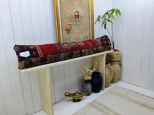 Kilim Lumbar 8x48 inc Long Lumbar pillow Turkish Rug Pillow Long bed pillow wool - Picture 1 of 12