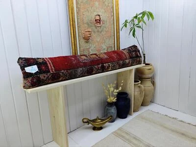 Kilim Lumbar 8x48 inc Long Lumbar pillow Turkish Rug Pillow Long bed pillow wool - Image 1 of 4