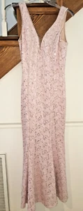 VESTIDO FORMAL DAMA DE HONOR ENCAJE LENTEJUELAS BEIGE NUDE MUJER JUNIORS TALLA L 34-42" - Imagen 1 de 6